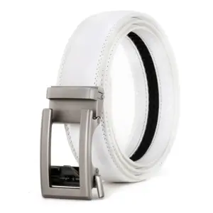 Mens Genuine Leather Belt for Business, Alloy Buckle