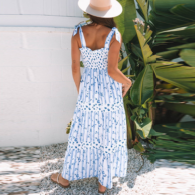 High-Waist A-Line Flower Sling Dress for Women